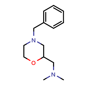 Chemical structure of (4-Benzylmorpholin-2-yl)-N,N-dimethylmethanamine , CAS 122894-38-6, AChemBlock U104981