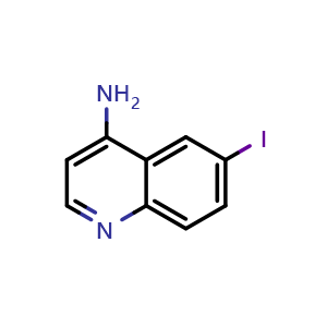 Chemical structure of 4-Amino-6-iodoquinoline , CAS 40107-08-2, AChemBlock U104993