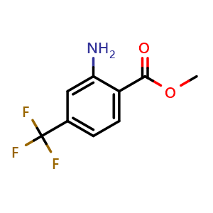 Chemical structure of Methyl 2-amino-4-(trifluoromethyl)benzoate , CAS 61500-87-6, AChemBlock U105067
