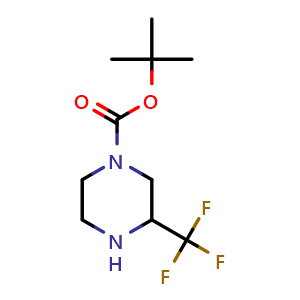 Chemical structure of Tert-butyl 3-(trifluoromethyl)piperazine-1-carboxylate , CAS 886779-69-7, AChemBlock U105082