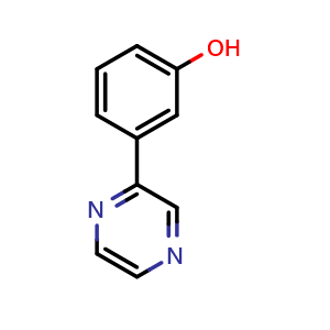 Chemical structure of 3-Pyrazin-2-ylphenol , CAS 570432-61-0, AChemBlock U105083