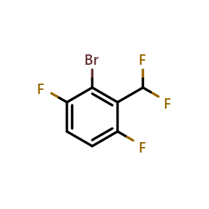 Chemical structure of 2-Bromo-3-(difluoromethyl)-1,4-difluoro-benzene , CAS 1672663-79-4, AChemBlock U105086
