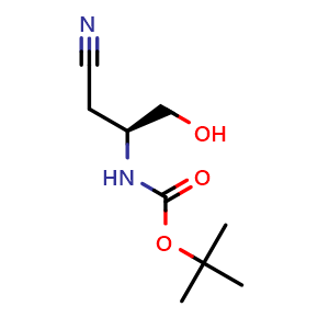 Chemical structure of Tert-butyl N-[(1S)-1-(cyanomethyl)-2-hydroxy-ethyl]carbamate , CAS 335280-58-5, AChemBlock U105098