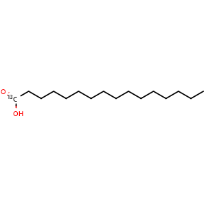Chemical structure of Hexadecanoic Acid-1-13C , CAS 57677-53-9, AChemBlock U105108
