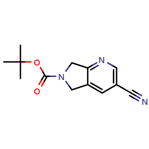 Chemical structure of Tert-butyl 3-cyano-5,7-dihydropyrrolo[3,4-b]pyridine-6-carboxylate , CAS 1823265-81-1, AChemBlock U105113