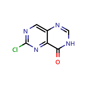 Chemical structure of 2-Chloro-7H-pyrimido[5,4-d]pyrimidin-8-one , CAS 189747-31-7, AChemBlock U105120