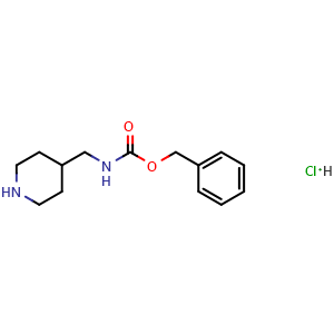 Chemical structure of Benzyl N-(4-piperidylmethyl)carbamate; hydrochloride , CAS 155456-34-1, AChemBlock U105127