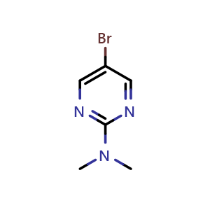 Chemical structure of 5-Bromo-2-(dimethylamino)pyrimidine , CAS 38696-21-8, AChemBlock U105154