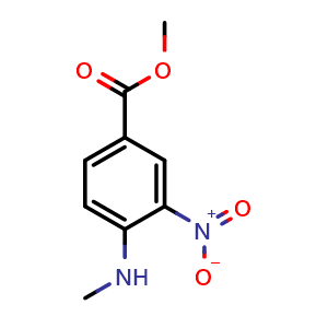 Chemical structure of Methyl 4-(methylamino)-3-nitrobenzoate , CAS 36242-50-9, AChemBlock U105157