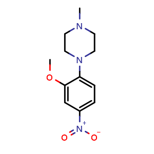 Chemical structure of 1-(2-Methoxy-4-nitrophenyl)-4-methylpiperazine , CAS 209482-01-9, AChemBlock U105169