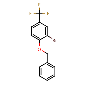 Chemical structure of 1-Benzyloxy-2-bromo-4-trifluoromethylbenzene , CAS 200956-32-7, AChemBlock U105171