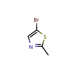 Chemical structure of 5-Bromo-2-methylthiazole , CAS 57268-16-3, AChemBlock U105196
