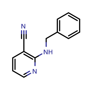 Chemical structure of 2-(Benzylamino)nicotinonitrile , CAS 50351-72-9, AChemBlock U105206