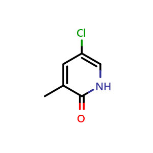 Chemical structure of 5-Chloro-3-methylpyridin-2(1H)-one , CAS 58498-61-6, AChemBlock U105210