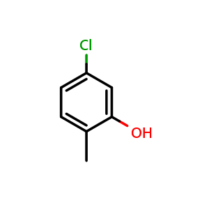 Chemical structure of 5-Chloro-2-methylphenol , CAS 5306-98-9, AChemBlock U105233