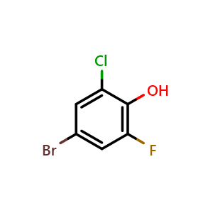 Chemical structure of 4-Bromo-2-chloro-6-fluorophenol , CAS 161045-79-0, AChemBlock U105247
