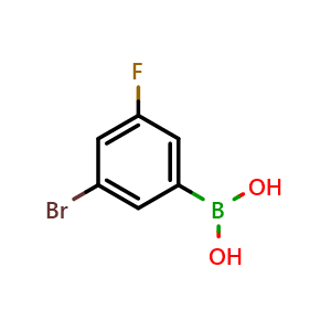 Chemical structure of 3-Bromo-5-fluorophenylboronic acid , CAS 849062-37-9, AChemBlock U105271