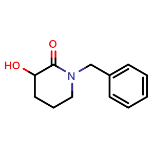 Chemical structure of 1-Benzyl-3-hydroxypiperidin-2-one , CAS 111492-68-3, AChemBlock U105311