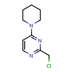 Chemical structure of 2-(Chloromethyl)-4-(piperidin-1-yl)pyrimidine , CAS 105950-92-3, AChemBlock U105314