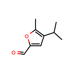 Chemical structure of 4-Isopropyl-5-methylfuran-2-carbaldehyde , CAS 1000993-65-6, AChemBlock U105320