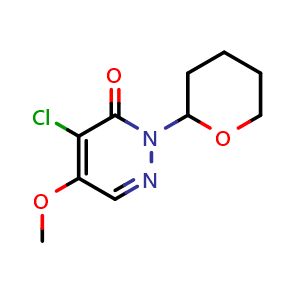 Chemical structure of 4-Chloro-5-methoxy-2-(tetrahydro-2H-pyran-2-yl)pyridazin-3(2H)-one , CAS 173206-12-7, AChemBlock U105343