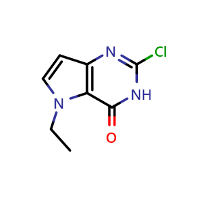 Chemical structure of 2-Chloro-5-ethyl-3H-pyrrolo[3,2-d]pyrimidin-4(5H)-one , CAS 129872-85-1, AChemBlock U105345
