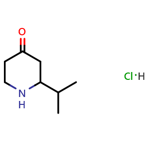 Chemical structure of 2-Isopropylpiperidin-4-one hydrochloride , CAS 1245649-98-2, AChemBlock U105352