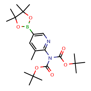 Chemical structure of Tert-butyl N-[(tert-butoxy)carbonyl]-N-[3-methyl-5-(tetramethyl-1,3,2-dioxaborolan-2-yl)pyridin-2-yl]carbamate , CAS 1346808-71-6, AChemBlock U105362