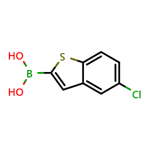Chemical structure of 5-Chlorobenzo[b]thiophen-2-ylboronic acid , CAS 867381-22-4, AChemBlock U105367