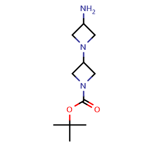 Chemical structure of Tert-butyl 3-amino-1,3'-biazetidine-1'-carboxylate , CAS 1026796-77-9, AChemBlock U105369