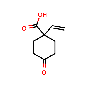 Chemical structure of 1-Ethenyl-4-oxo-cyclohexanecarboxylic acid , CAS 1082207-50-8, AChemBlock U105373