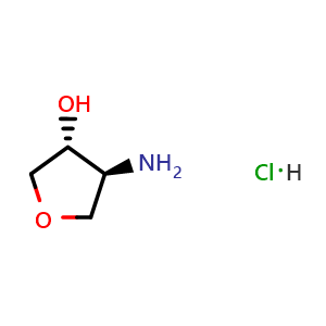 Chemical structure of Trans-4-aminotetrahydrofuran-3-ol hydrochloride , CAS 215940-96-8, AChemBlock U105379