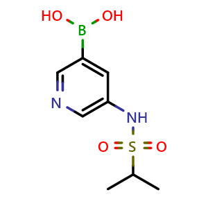 Chemical structure of 5-(1-Methylethylsulfonamido)pyridin-3-ylboronic acid , CAS 1356087-38-1, AChemBlock U105381