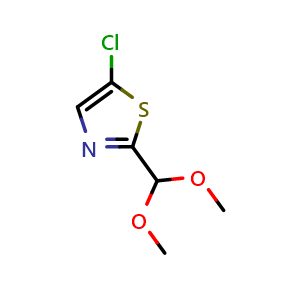Chemical structure of 5-Chloro-2-(dimethoxymethyl)thiazole , CAS 1356087-30-3, AChemBlock U105383