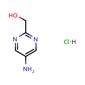 Chemical structure of (5-Aminopyrimidin-2-yl)methanol; hydrochloride , CAS 2704285-26-5, AChemBlock U105429