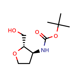 Chemical structure of Tert-butyl N-[(2S,3S)-2-(hydroxymethyl)tetrahydrofuran-3-yl]carbamate , CAS 1801627-57-5, AChemBlock U105436