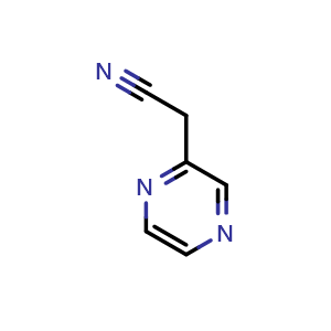 Chemical structure of 2-Pyrazin-2-ylacetonitrile , CAS 5117-44-2, AChemBlock U105437