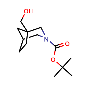 Chemical structure of Tert-butyl 1-(hydroxymethyl)-3-azabicyclo[3.2.1]octane-3-carboxylate , CAS 1781376-36-0, AChemBlock U105438