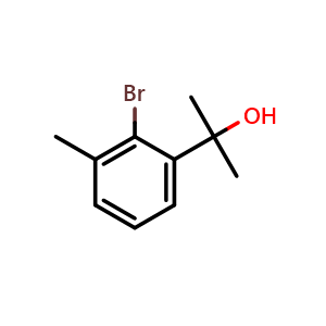 Chemical structure of 2-(2-Bromo-3-methylphenyl)propan-2-ol , CAS 1393477-46-7, AChemBlock U105459