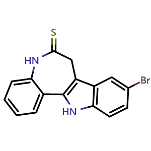 Chemical structure of 9-Bromo-7,12-dihydrobenzo[2,3]azepino[4,5-b]indole-6(5H)-thione , CAS 237430-35-2, AChemBlock U105480
