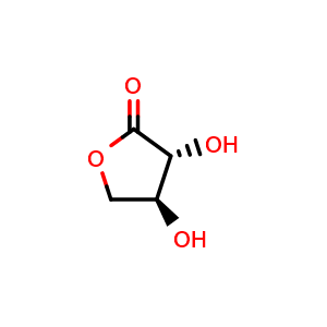 Chemical structure of (3R,4S)-3,4-dihydroxyoxolan-2-one , CAS 21730-93-8, AChemBlock U105482