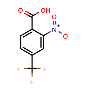 Chemical structure of 2-Nitro-4-(trifluoromethyl)benzoic acid , CAS 320-94-5, AChemBlock U105489