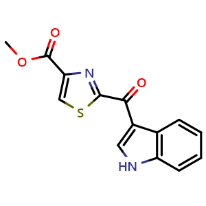 Chemical structure of 2-(1H-indol-3-ylcarbonyl)-4-thiazolecarboxylic acid methyl ester , CAS 448906-42-1, AChemBlock U105498