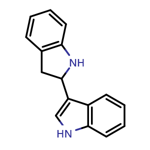 Chemical structure of 2,3-Dihydro-2,3'-bi-1H-indole , CAS 6637-10-1, AChemBlock U105500