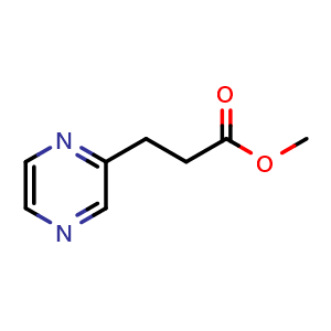 Chemical structure of Methyl 3-(pyrazin-2-yl)propanoate , CAS 224778-20-5, AChemBlock U105523