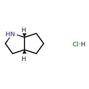 Chemical structure of Cis-octahydro-cyclopenta[b]pyrrole hydrochloride , CAS 2030-37-7, AChemBlock U105535