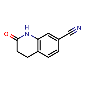 Chemical structure of 1,2,3,4-Tetrahydro-2-oxo-7-quinolinecarbonitrile , CAS 903557-01-7, AChemBlock U105566