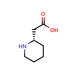 Chemical structure of (2S)-2-piperidineacetic acid , CAS 64625-19-0, AChemBlock U105577