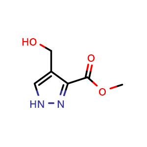 Chemical structure of 4-(Hydroxymethyl)-1H-pyrazole-3-carboxylic acid methyl ester , CAS 124598-39-6, AChemBlock U105599