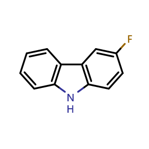 Chemical structure of 3-Fluoro-9H-carbazole , CAS 391-45-7, AChemBlock U105602